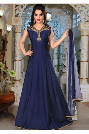 Navy Blue Color Party Wear Gown